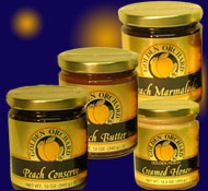 select 4 bottles or jars of Golden Orchard preserves, honeys and other products