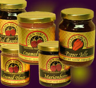 select 5 bottles or jars of Golden Orchard preserves, honeys and other products
